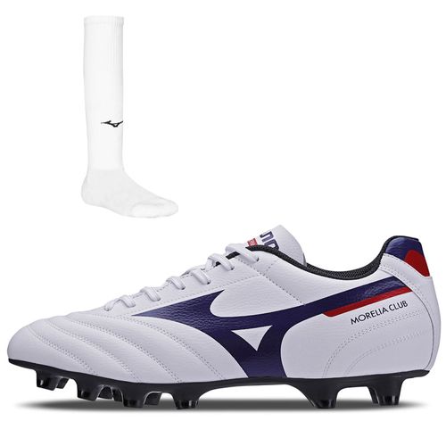 Kit Mizuno Morelia masculino 1 Chuteira de Campo Club MD + 1 meião de futebol