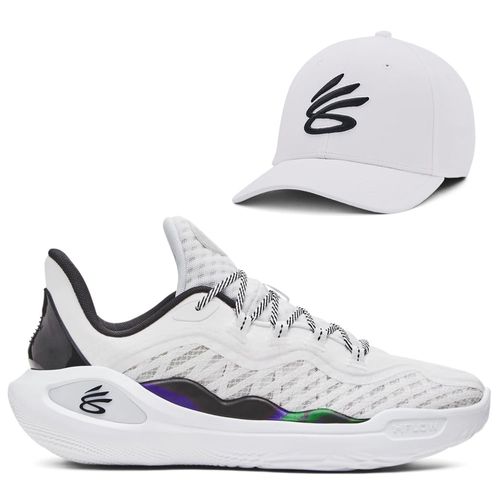 Kit 1 Tênis de Basquete Under Armour Curry 11 Bruce Lee Fire e 1 Boné Curry Snapback